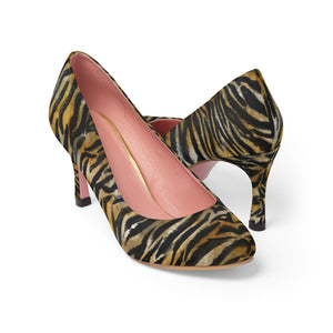 Wild Bengal Tiger Stripe Designer Women's 3" High Heels Pumps Shoes (US Size 5-11)-3 inch Heels-US 7-Heidi Kimura Art LLC