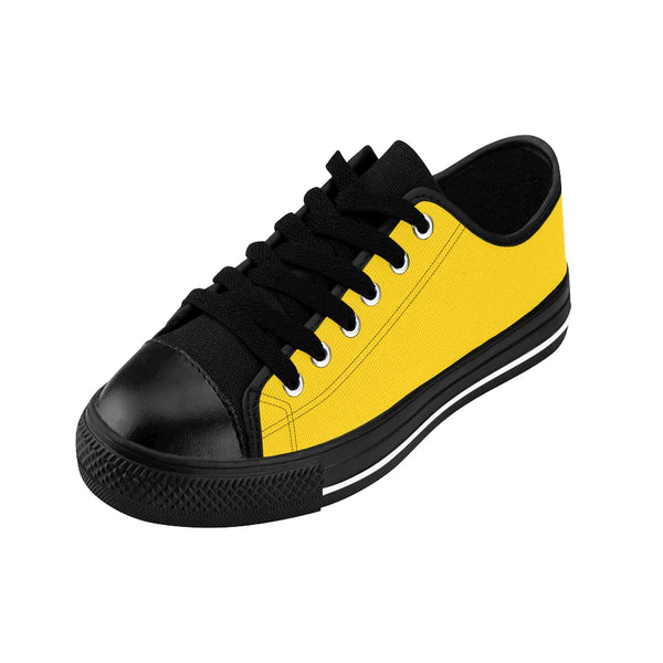 Bumble Bee Yellow Solid Color Premium Designer Low Top Women's Sneakers-Women's Low Top Sneakers-Heidi Kimura Art LLC