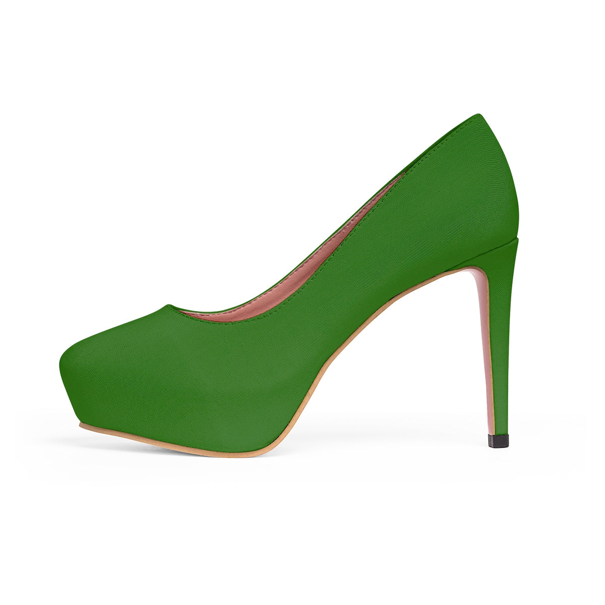 Dark Green Solid Color Print Luxury Premium Women's Platform Heels (US Size: 5-11)-4 inch Heels-US 7-Heidi Kimura Art LLC