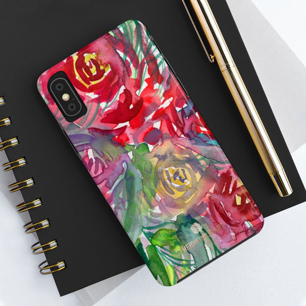 Red Rose Floral Print Phone Case, Flower Case Mate Tough Phone Cases-Made in USA - Heidikimurart Limited 