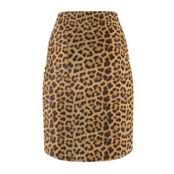 Brown Leopard Women's Pencil Skirt, Animal Print Designer Skirt - Heidikimurart Limited  Brown Leopard Women's Pencil Skirt, Premium Quality Animal Beige Brown Designer Women's Pencil Skirt - Made in USA (US Size XS-2XL)