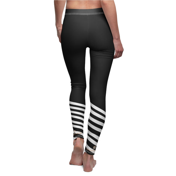 Black Striped Women's Casual Leggings-All Over Prints-Printify-Heidi Kimura Art LLC