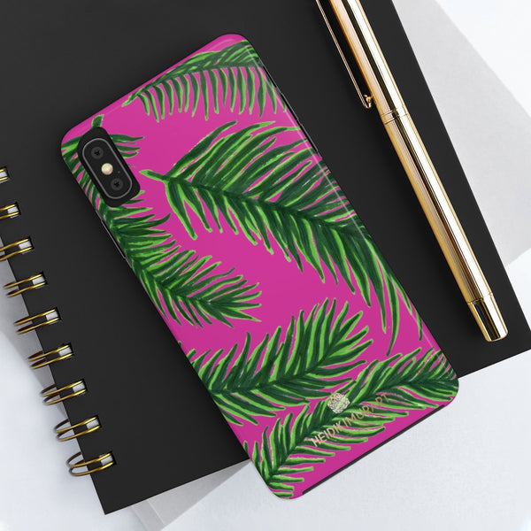 Hot Pink Tropical Print Phone Case, Palm Leaf Case Mate Tough Phone Cases-Made in USA - Heidikimurart Limited 