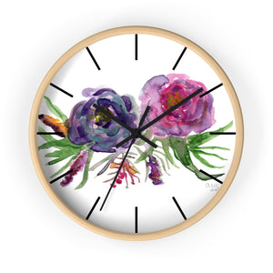 Purple Garden Fairy Rose Floral Rose 10 inch Diameter Wall Clock - Made in USA-Wall Clock-Wooden-Black-Heidi Kimura Art LLC