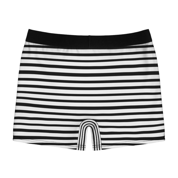 Black Striped Men's Boxer Briefs, Horizontal Stripe Print Premium Quality Underwear For Men-All Over Prints-Printify-Heidi Kimura Art LLC