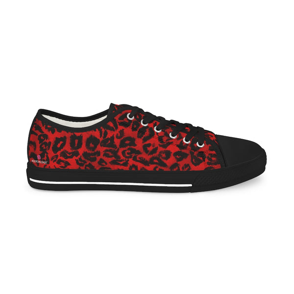 Red Leopard Men's Tennis Shoes, Animal Print Leopard Animal Print Best Breathable Designer Men's Low Top Canvas Fashion Sneakers With Durable Rubber Outsoles and Shock-Absorbing Layer and Memory Foam Insoles (US Size: 5-14)