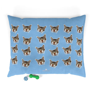 Light Blue Cat Pet Bed, Solid Color Machine-Washable Pet Pillow With Zippers-Printed in USA-Pets-Printify-50x40-Heidi Kimura Art LLC