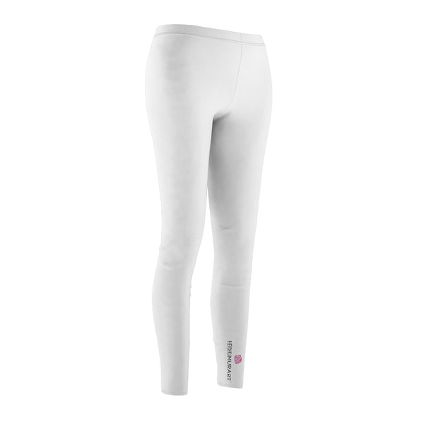 White Women's Casual Leggings, Bright White Classic Solid Color Women's Fashion Best Designer Premium Quality Skinny Fit Premium Quality Casual Leggings - Made in USA (US Size: XS-2XL) Women's Solid Color Leggings, Simple Solid Color Casual Pants Made For Comfort, Color Leggings For Work, Bright Colorful Tights