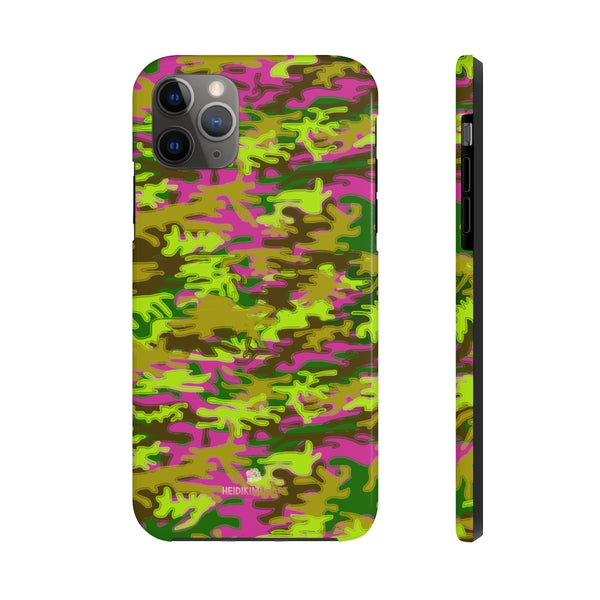 Hot Pink Green Camo iPhone Case, Case Mate Tough Samsung Galaxy Phone Cases-Phone Case-Printify-iPhone 11 Pro Max-Heidi Kimura Art LLC