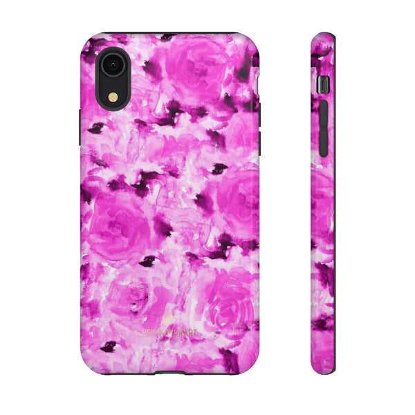 Hot Pink Floral Print Phone Case, Abstract Print Tough Cases, Designer Phone Case-Made in USA-Phone Case-Printify-iPhone XR-Glossy-Heidi Kimura Art LLC