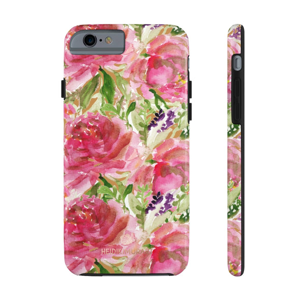 Brown Pink Rose Print Phone Case, Floral Print Case Mate Tough Phone Cases-Made in USA - Heidikimurart Limited 