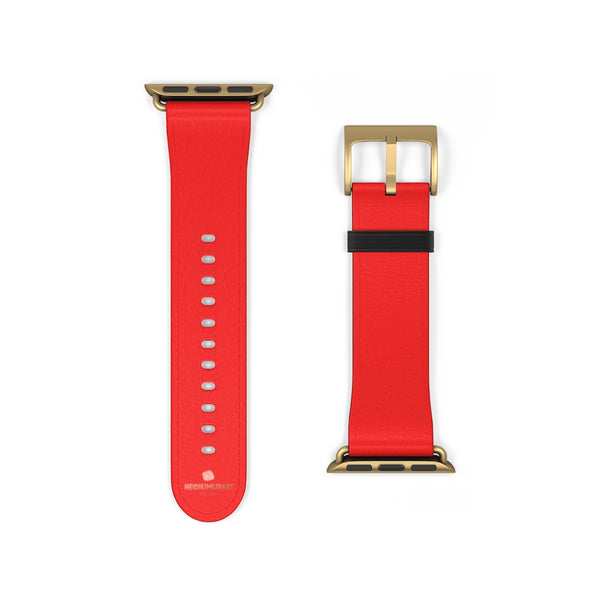 Hot Red Solid Color 38mm/42mm Watch Band Strap For Apple Watches- Made in USA-Watch Band-38 mm-Gold Matte-Heidi Kimura Art LLC