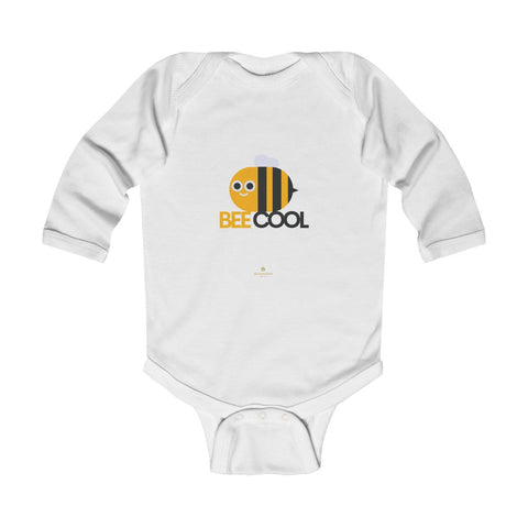 Bee Infant Long Sleeve Bodysuit, Be Cool Cute Baby Boy or Girls Kids Clothes- Made in USA-Infant Long Sleeve Bodysuit-White-18M-Heidi Kimura Art LLC
