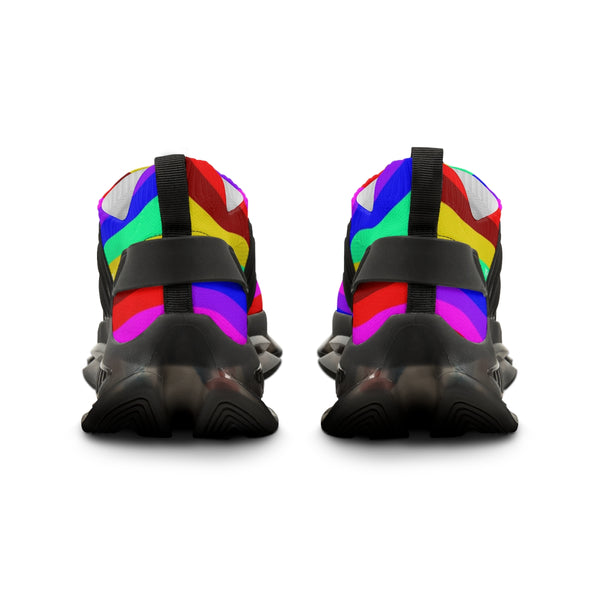 Rainbow Striped Print Men's Shoes, Best Comfy Men's Mesh Sports Sneakers Shoes (US Size: 5-12)