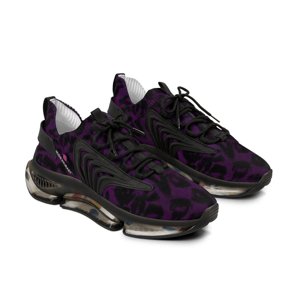 Purple Leopard Print Men's Shoes, Best Leopard Animal Print Comfy Men's Mesh-Knit Designer Premium Laced Up Breathable Comfy Sports Sneakers Shoes (US Size: 5-12)