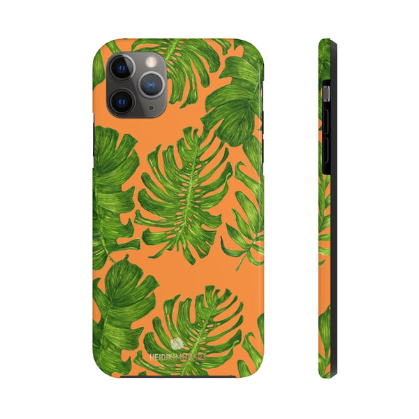 Orange Green Tropical Leaf iPhone Case, Case Mate Tough Samsung Galaxy Phone Cases-Phone Case-Printify-iPhone 11 Pro Max-Heidi Kimura Art LLC