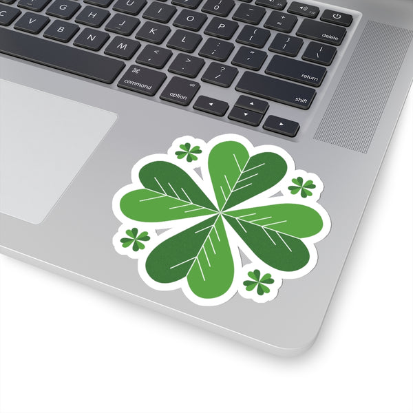 Lucky Irish Style Green Clover Leaf Print St. Patrick's Day Kiss-Cut Stickers-Made in USA-Kiss-Cut Stickers-Heidi Kimura Art LLC