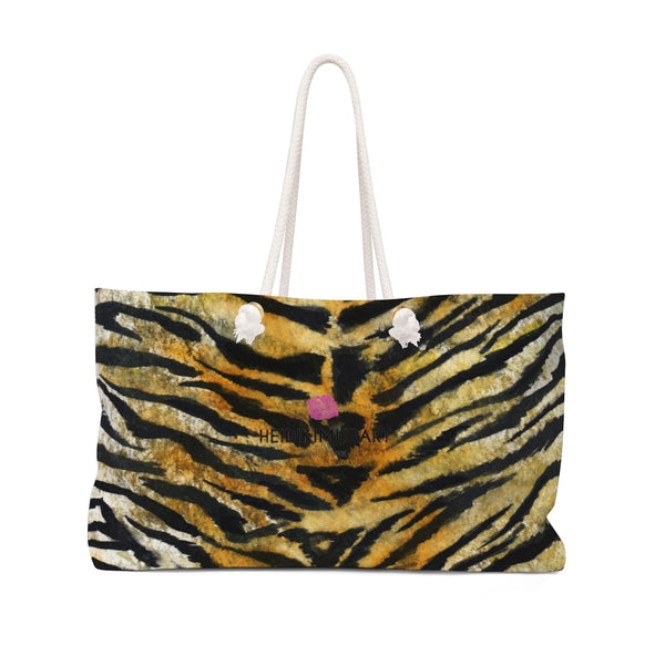 Tiger Stripe Print Weekender Bag, Animal Pattern Print 24"x13" Oversized Bag- Made in USA-Weekender Bag-24x13-Heidi Kimura Art LLC
