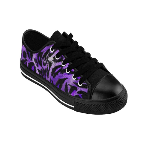 Purple Leopard Animal Print Premium Men's Low Top Canvas Sneakers Running Shoes-Men's Low Top Sneakers-Heidi Kimura Art LLC