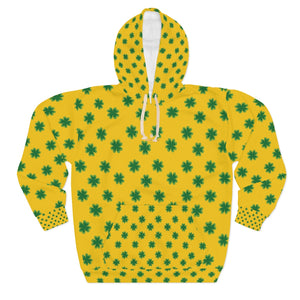 Yellow Green Clover St. Patrick's Day Unisex Pullover Hoodie For Men/Women- Made in USA-Unisex Hoodie-2XL-Heidi Kimura Art LLC