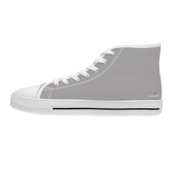 Ash Grey Color Ladies' High Tops, Solid Ash Grey Color Best Quality Women's High Top Sneakers (US Size: 5.5-12)