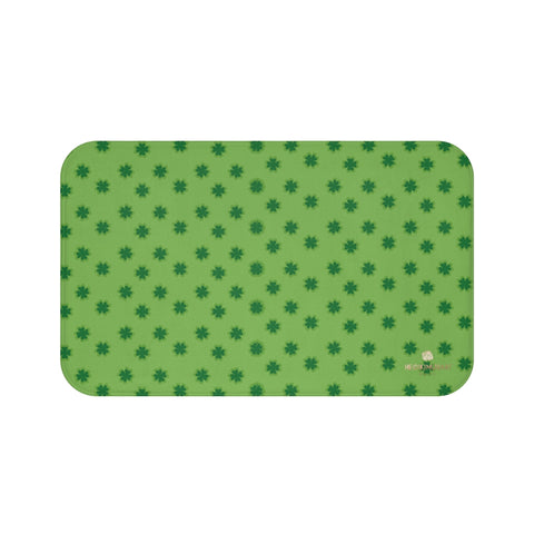 Light Green Clover Print St. Patrick's Day Bathroom Microfiber Bath Mat- Printed in USA-Bath Mat-Large 34x21-Heidi Kimura Art LLC