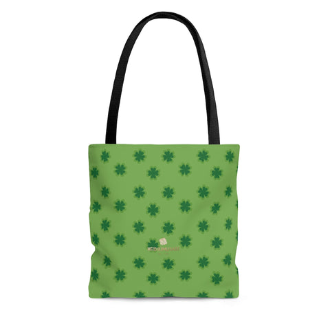 Light Green Clover Print St. Patrick's Day Irish Style 18"x18" Large Tote Bag- Made in USA-Tote Bag-Large-Heidi Kimura Art LLC