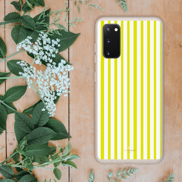 Yellow White Striped Biodegradable Case, Eco-Friendly Compostable Slim Lightweight Phone Case-Phone Case-Printify-WOYC-Samsung Galaxy S20-Heidi Kimura Art LLC