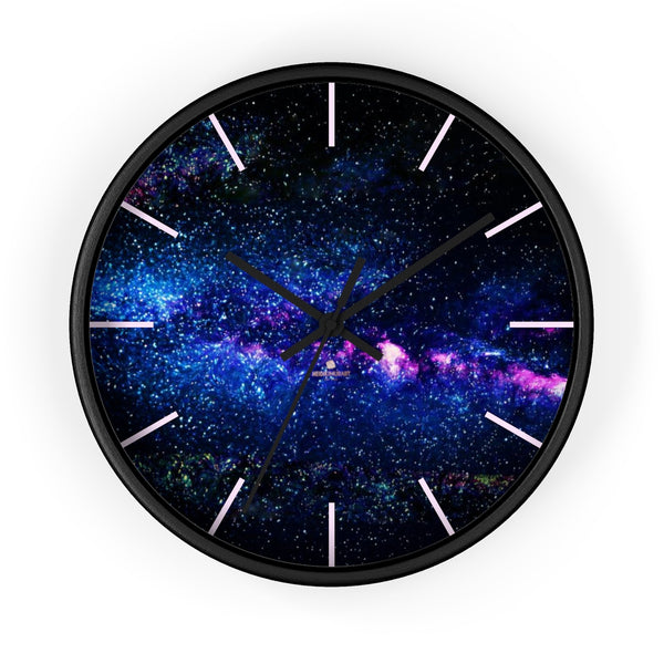Universe Galaxy Print Premium Art 10" dia. Indoor Designer Wall Clock-Made in USA-Wall Clock-10 in-Black-Black-Heidi Kimura Art LLC