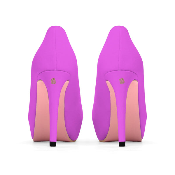 Hot Pink Solid Color Print Luxury Premium Women's Platform Heels (US Size: 5-11)-4 inch Heels-US 7-Heidi Kimura Art LLC
