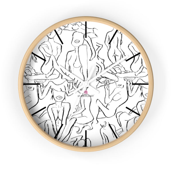 Nude Drawing Art Wall Clock,  10 inch Diameter Art Wall Clock-Printed in USA, Large Round Wood Bedroom Wall Clock