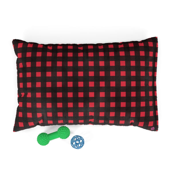 Buffalo Red Plaid Pet Bed, Printed Plaid Best Dog Bed - Heidikimurart Limited 