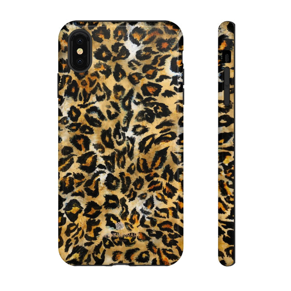 Brown Leopard Tough Cases, Animal Print Best Designer Phone Case-Made in USA-Phone Case-Printify-iPhone XS MAX-Glossy-Heidi Kimura Art LLC