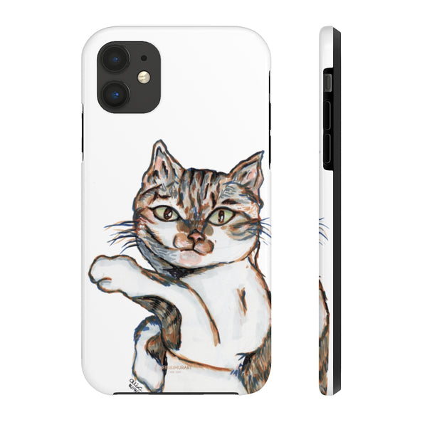 White Cat Phone Case, Peanut Meow Cat Case Mate Tough Phone Cases-Made in USA - Heidikimurart Limited 