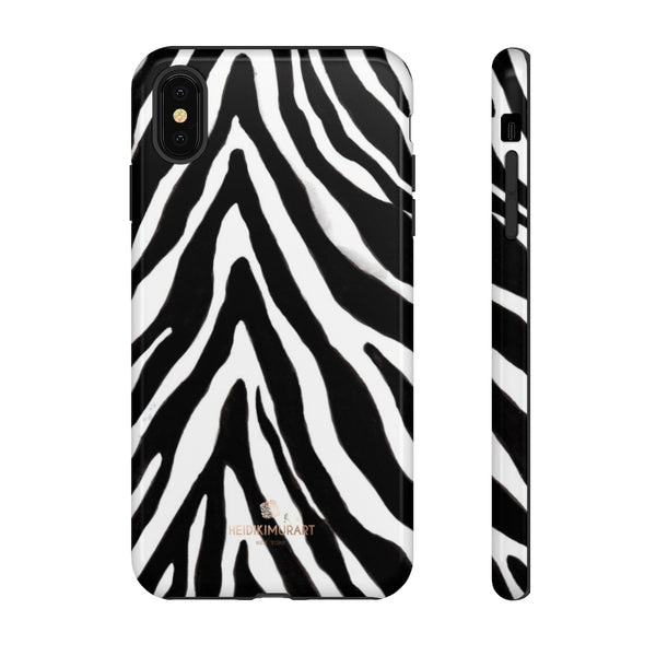 Zebra Stripe Phone Case, Animal Print Tough Designer Phone Case -Made in USA-Phone Case-Printify-iPhone XS MAX-Glossy-Heidi Kimura Art LLC