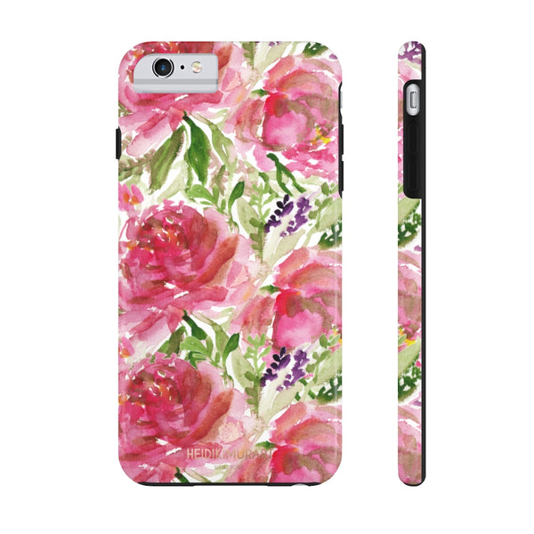 Pink Rose Print Phone Case, Floral Print Case Mate Tough Phone Cases-Made in USA - Heidikimurart Limited 