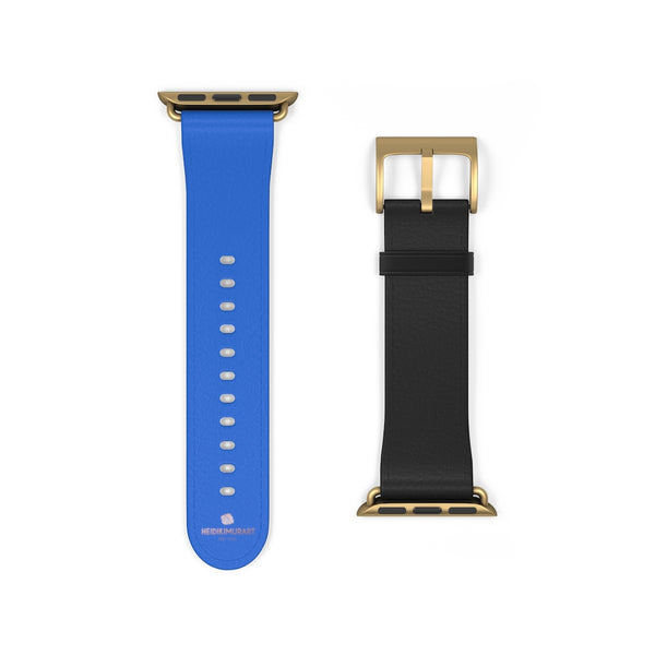 Blue Black Duo Solid Color Print 38mm/42mm Watch Band For Apple Watch- Made in USA-Watch Band-38 mm-Gold Matte-Heidi Kimura Art LLC