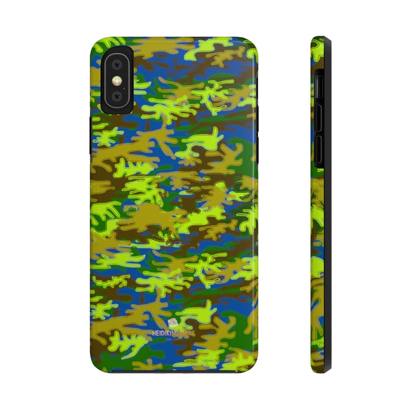 Blue Green Camo iPhone Case, Case Mate Tough Samsung Galaxy Phone Cases-Phone Case-Printify-iPhone XS-Heidi Kimura Art LLC