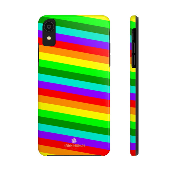 Rainbow Stripe Gay Pride iPhone Case, Colorful Case Mate Tough Samsung Galaxy Phone Cases-Phone Case-Printify-iPhone XR-Heidi Kimura Art LLC