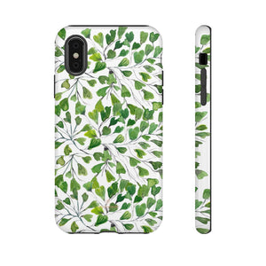 Green Maidenhair Fern Tough Cases, Leaf Print Phone Case-Phone Case-Printify-iPhone X-Glossy-Heidi Kimura Art LLC