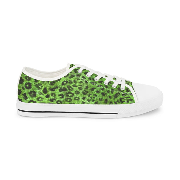 Green Leopard Men's Sneakers, Animal Print Best Designer Fashionable Men's Low Top Sneakers