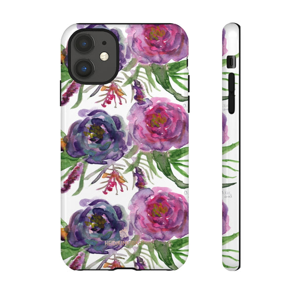 Pink Floral Print Phone Case, Roses Tough Designer Phone Case -Made in USA-Phone Case-Printify-iPhone 11-Glossy-Heidi Kimura Art LLC