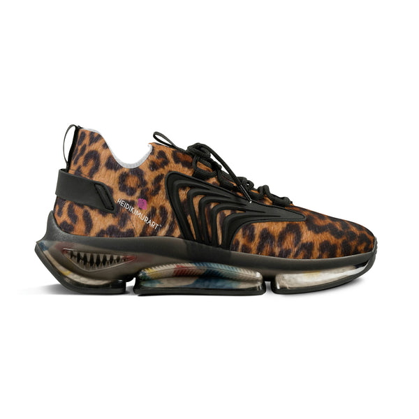 Brown Leopard Print Men's Shoes, Animal Print Best Comfy Men's Mesh Sports Sneakers