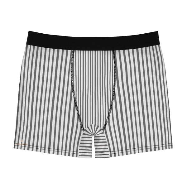 Grey Striped Men's Boxer Briefs, Vertical Stripe Print Premium Quality Underwear For Men-All Over Prints-Printify-Heidi Kimura Art LLC