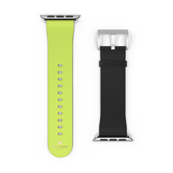Light Green Black Dual Solid Color Print Premium 38mm/42mm Watch Band- Made in USA-Watch Band-Heidi Kimura Art LLC