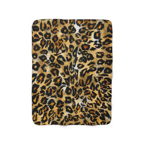 Cute Leopard Animal Print Designer Cozy Soft Sherpa Fleece Blanket - Made in USA-Blanket-50'' x 60''-Heidi Kimura Art LLC