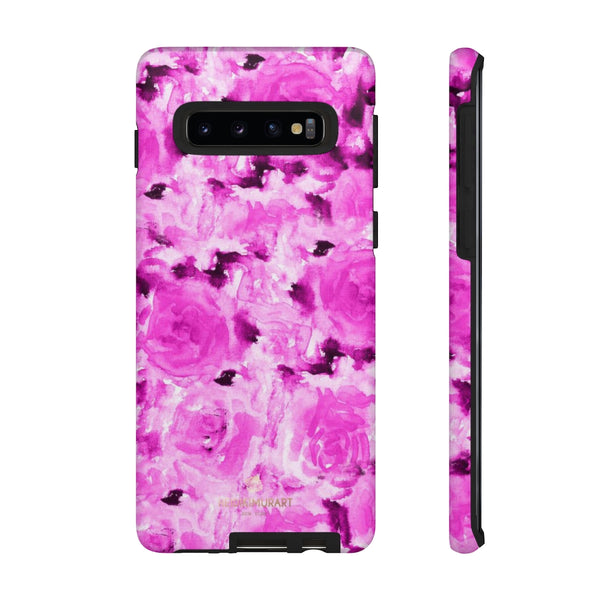 Hot Pink Floral Print Phone Case, Abstract Print Tough Cases, Designer Phone Case-Made in USA-Phone Case-Printify-Samsung Galaxy S10-Matte-Heidi Kimura Art LLC