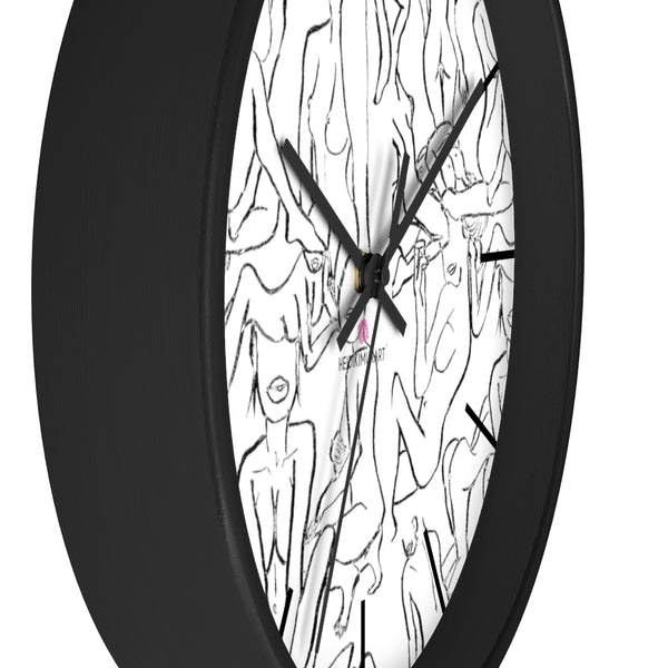 Nude Drawing Art Wall Clock,  10 inch Diameter Art Wall Clock-Printed in USA, Large Round Wood Bedroom Wall Clock