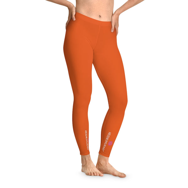 Bright Orange Solid Color Tights, Orange Solid Color Designer Comfy Women's Stretchy Leggings- Made in USA