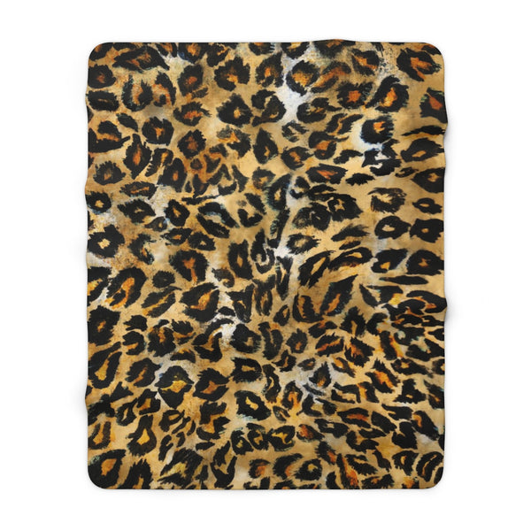 Cute Leopard Animal Print Designer Cozy Soft Sherpa Fleece Blanket - Made in USA-Blanket-60" x 80"-Heidi Kimura Art LLC